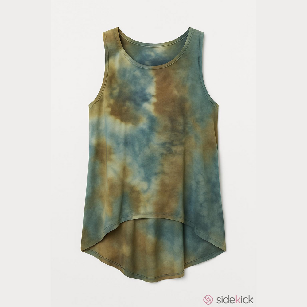 Coin 1904 Green Blue Keyhole High Low Tank Top Medium